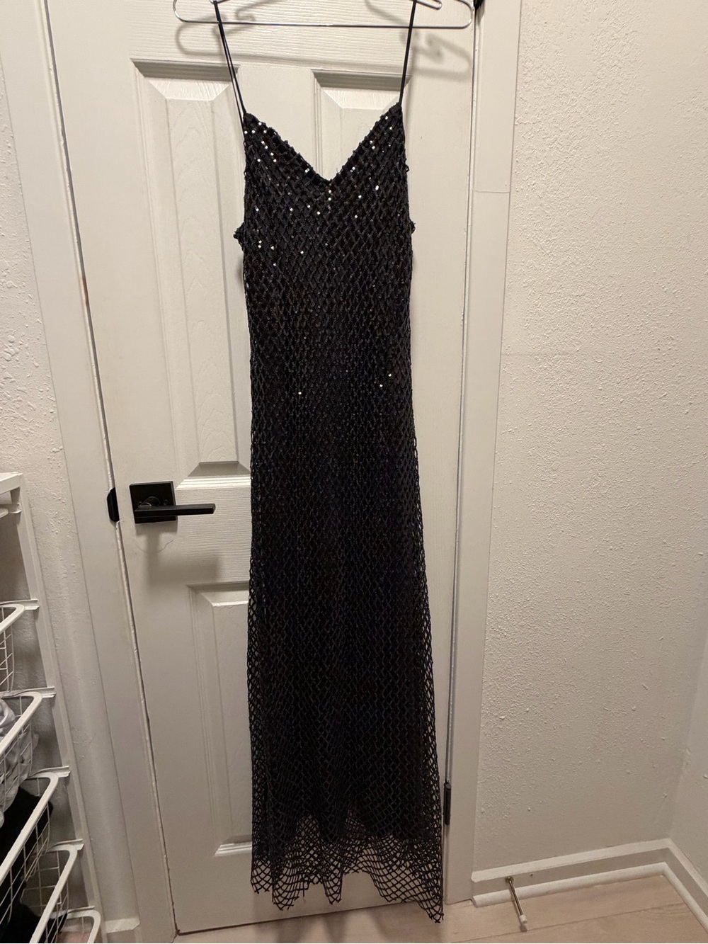 AllSaints Black Sequin Maxi Slip Dress - Picture 2 of 4
